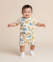 Conjunto Infantil com Estampa de Bichinhos - Tam RN a 18 meses - 2