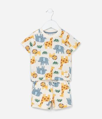 Conjunto Infantil com Estampa de Bichinhos - Tam RN a 18 meses
