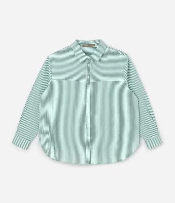 Camisa Básica em Tricoline Listrado Curve & Plus Size