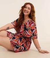 Vestido Curto em Viscolinho com Estampa de Bananas e Manga Bufante Curve & Plus Size - 2
