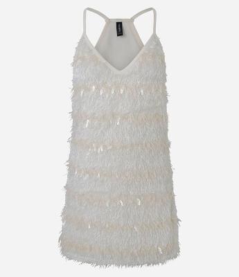 Vestido Curto com Franjas e Paetês