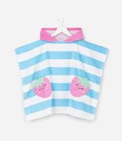 Poncho Infantil Atoalhado com Bolsos Morango - Tam Único - 1