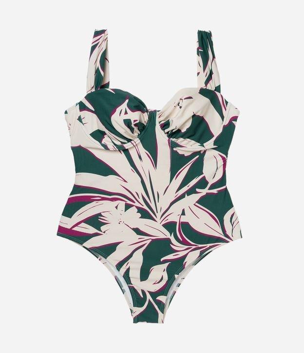 Maiô Meia Taça em Microfibra com Estampa Folhagem e Alça Larga Curve & Plus Size - 1