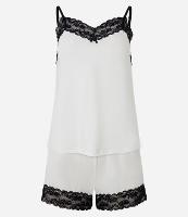 Pijama Short Doll em Viscose com Alcinha e Aplicação de Renda - 1