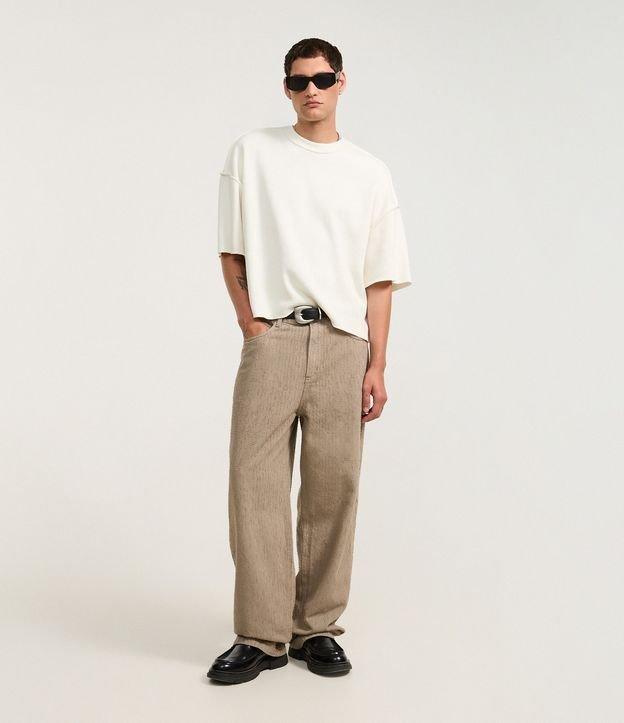 Calça Super Baggy em Sarja Texturizada - 1