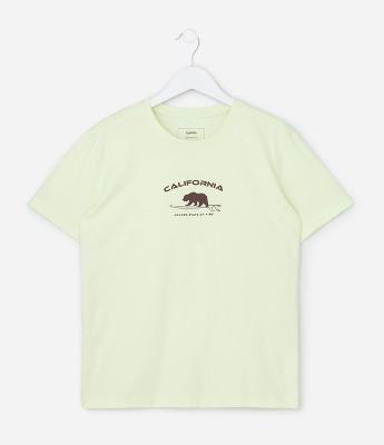 Camiseta Infantil Regular com Estampa de Urso California - Tam 5 a 14 Anos