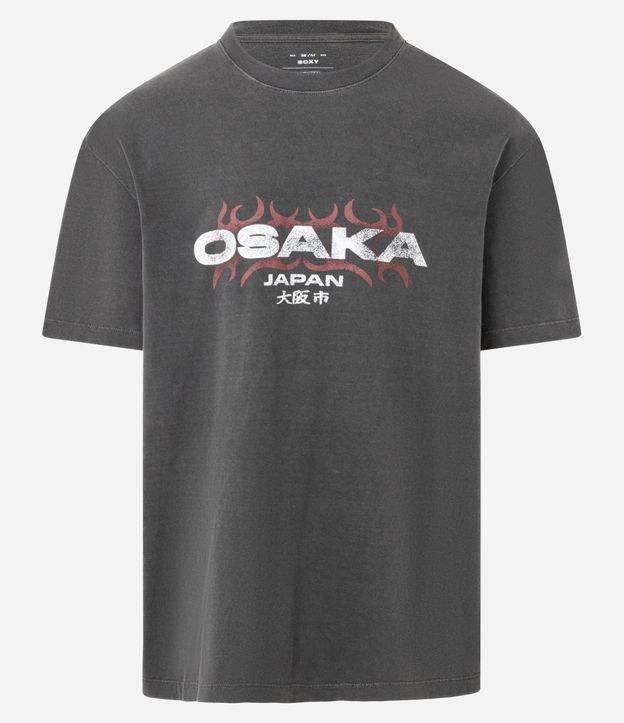 Camiseta Boxy em Algodão com Estampa Lettering  Osaka Japan - 1