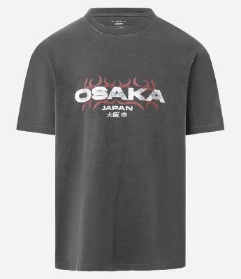 Camiseta Boxy em Algodão com Estampa Lettering  Osaka Japan