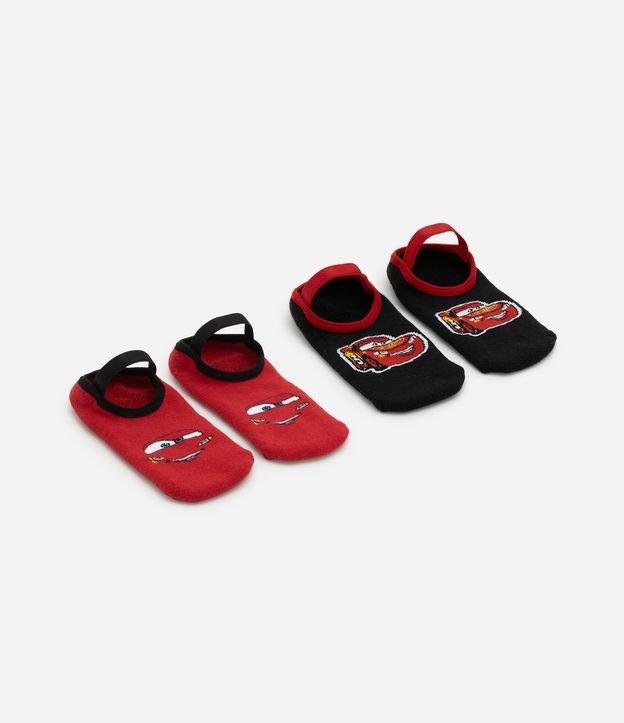 Kit 02 Meias Sapatilha Infantil com Antiderrapante e Estampa Carros - Tam 19 ao 34 - 1