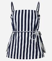 Blusa Listrada de Alça em Tricoline com Amarração - 1