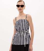 Blusa Listrada de Alça em Tricoline com Amarração - 2