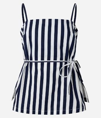 Blusa Listrada de Alça em Tricoline com Amarração