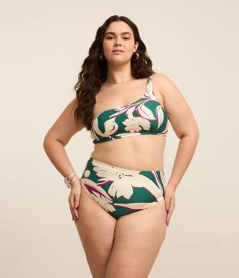 Biquíni Calcinha Hot Pants em Microfibra com Estampa Folhagem e Fio Duplo Curve & Plus Size