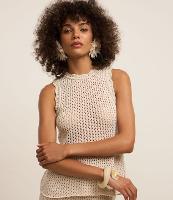 Blusa Peplum em Tricô com Cavas Onduladas - 1