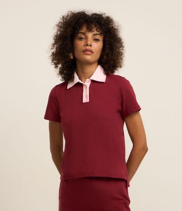 Blusa Sportcore em Algodão com Gola Polo Contrastante - 1