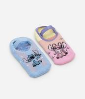 Kit 02 Meias Sapatilha Infantil com Estampa Stitch e Angel - Tam 19 a 34 - 1