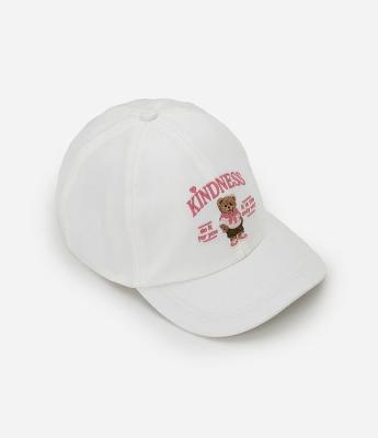 Boné Infantil Aba Curva com Bordado de Urso - Tam U