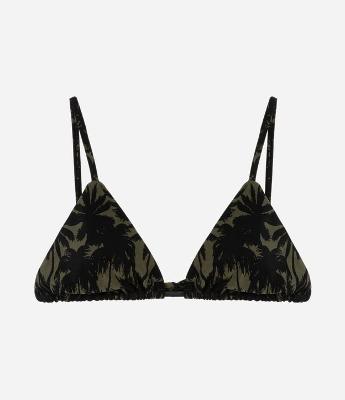 Biquíni Top Cortininha em Microfibra com Estampa de Folhagem