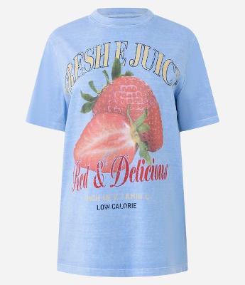 Camiseta T-shirt em Algodão com Estampa de Morango Fresco