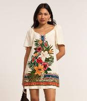 Vestido Evasê Curto em Viscolinho com Estampa Floral - 2