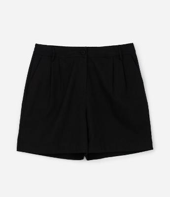 Bermuda com Linho e Pregas Frontais Curve & Plus Size