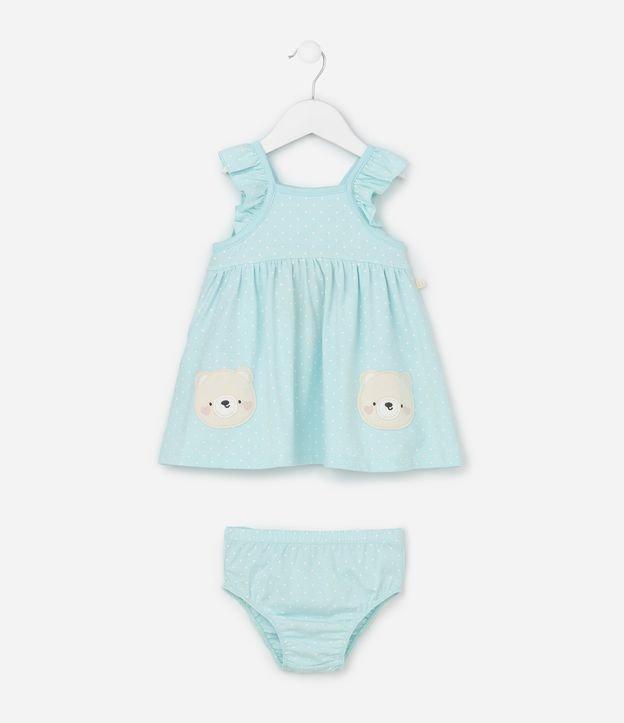 Vestido Infantil com Estampa Poá Ursos e Calcinha - Tam  0 a 18 meses - 1