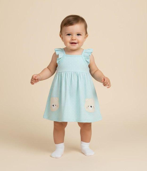 Vestido Infantil com Estampa Poá Ursos e Calcinha - Tam  0 a 18 meses - 2