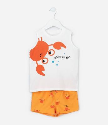 Conjunto Infantil com Estampa de Caranguejo - Tam 1 a 6 Anos