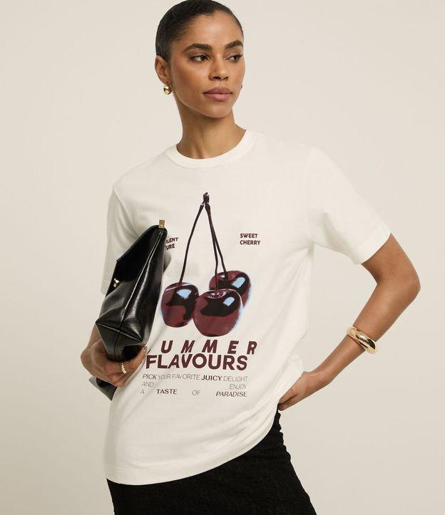 Camiseta Regular com Estampa de Cereja - 1