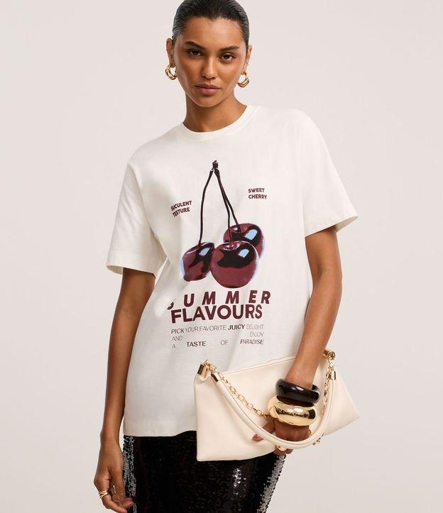 Camiseta Regular com Estampa de Cereja - 3