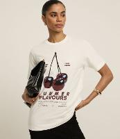 Camiseta Regular com Estampa de Cereja - 1