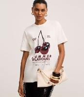 Camiseta Regular com Estampa de Cereja - 3