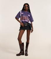 Saia Curta em Jeans com Cinto Largo Afivelado - 1