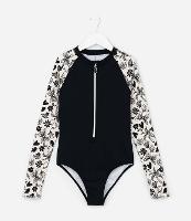 Maiô Infantil com Proteção UV  e Mangas Estampadas - Tam 5 a 14 Anos - 1