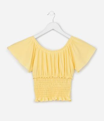 Blusa Regular Infantil com Lastex na Cintura - Tam 5 a 14 Anos