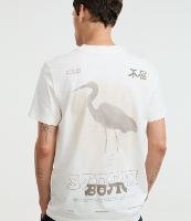 Camiseta Comfort em Algodão com Estampa Frente e Costas de Garça - 4