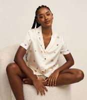 Pijama Short Doll Americano em Cetim com Estampa de Conchinhas - 2