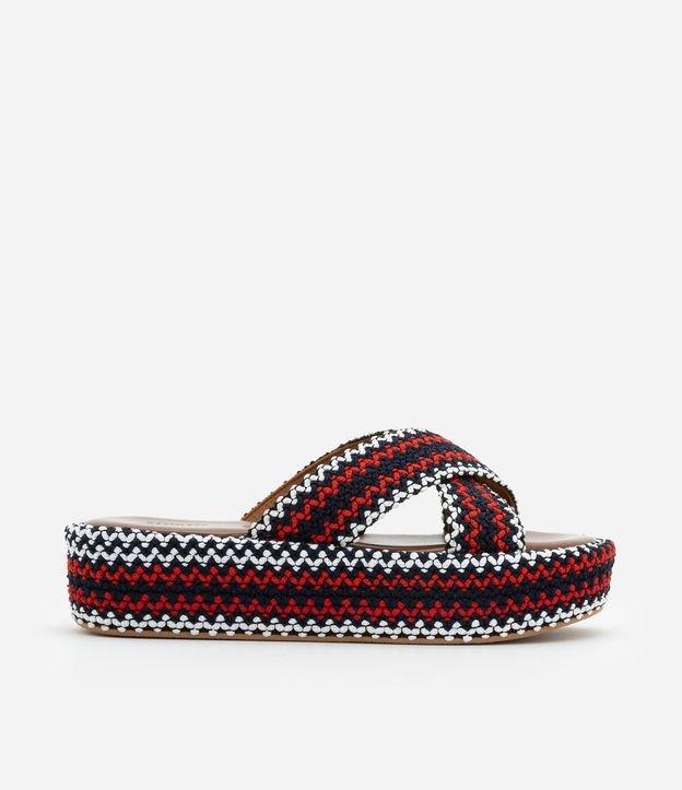 Sandália Flatform em PU com Tira Cruzada Trançada - 1