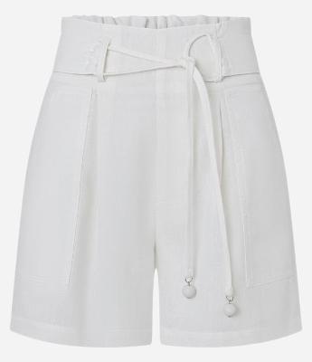 Short Cintura Alta em Viscolinho com Cinto Embutido