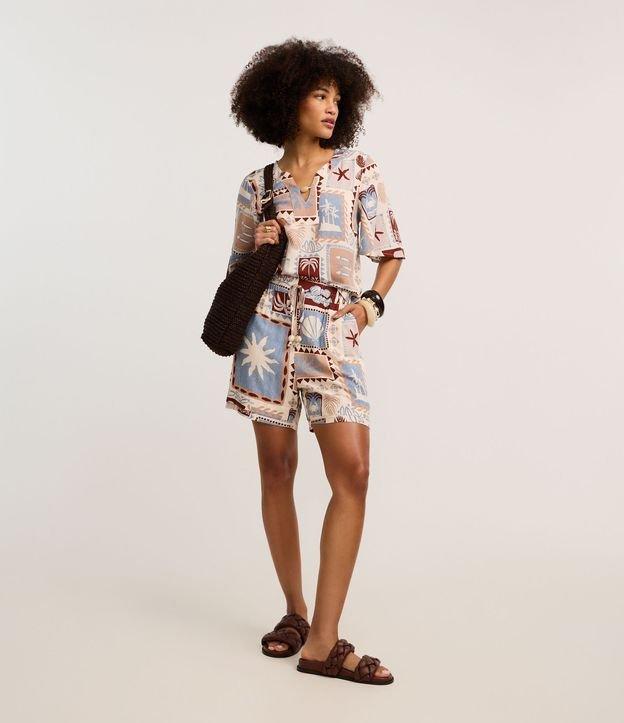 Short Cintura Alta em Viscose com Estampa Tropical - 2