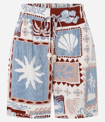 Short Cintura Alta em Viscose com Estampa Tropical