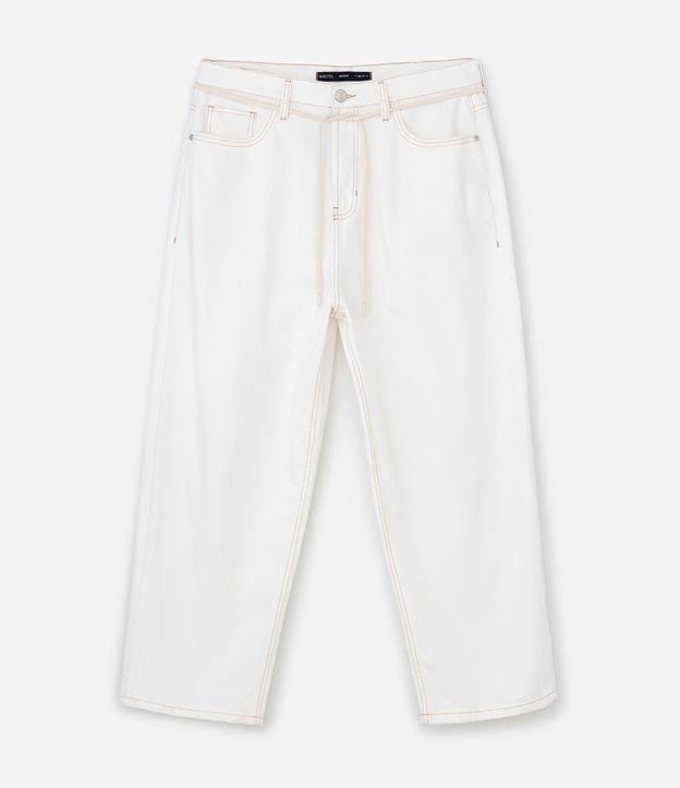 Calça Skater em Sarja com Costura Contrastante e Cordão - 1