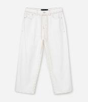 Calça Skater em Sarja com Costura Contrastante e Cordão - 1