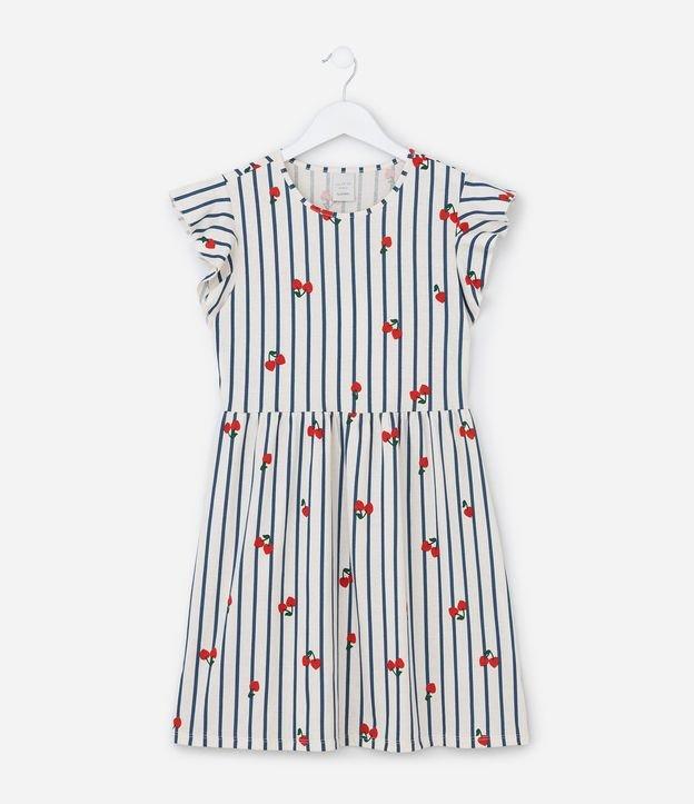 Vestido com Estampa Listrada com Cerejas - Tam 5 a 14 Anos - 1