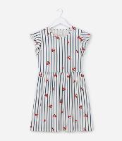 Vestido com Estampa Listrada com Cerejas - Tam 5 a 14 Anos - 1