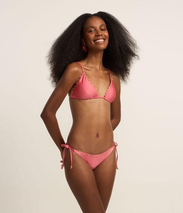 Biquíni Calcinha Lacinho em Microfibra Brilho com Fio Duplo e Aviamentos de Madeira - 2