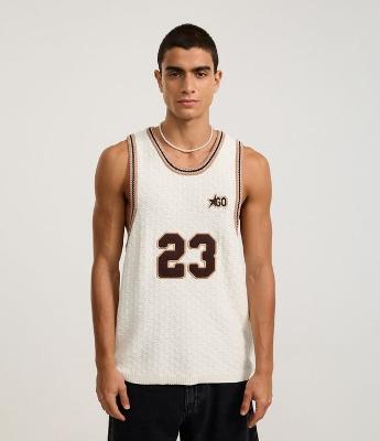 Regata Sportcore em Tricô Número 23 com Viés Contrastante