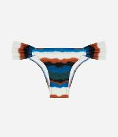 Biquíni Calcinha Lateral Drapeada em Microfibra com Estampa de Listras Aquareladas - 1