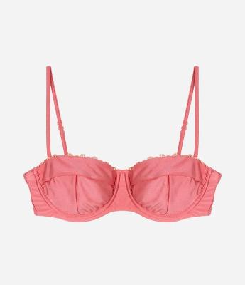 Biquíni Top Meia Taça em Microfibra Brilho com Aviamentos de Madeira