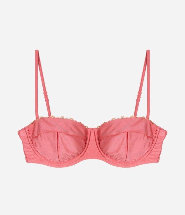 Biquíni Top Meia Taça em Microfibra Brilho com Aviamentos de Madeira - 1